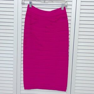 Women Medium Hot Pink High Waist Ruched Form Fitting Skirt